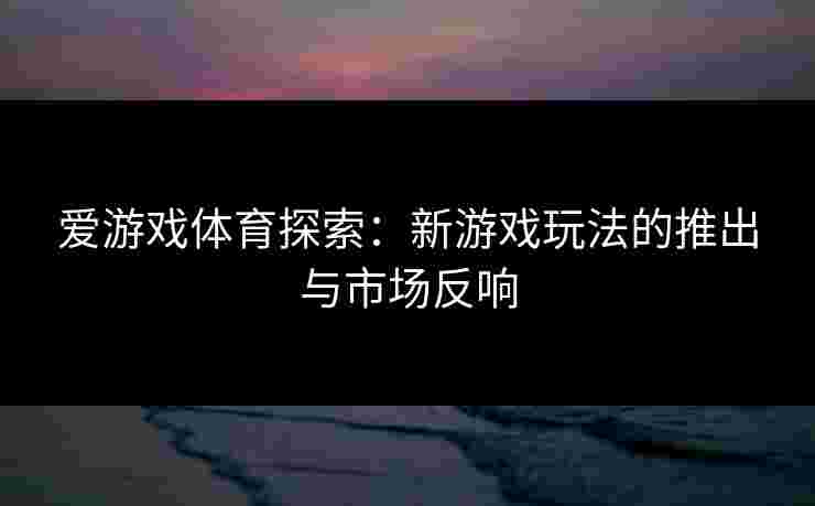爱游戏体育探索：新游戏玩法的推出与市场反响