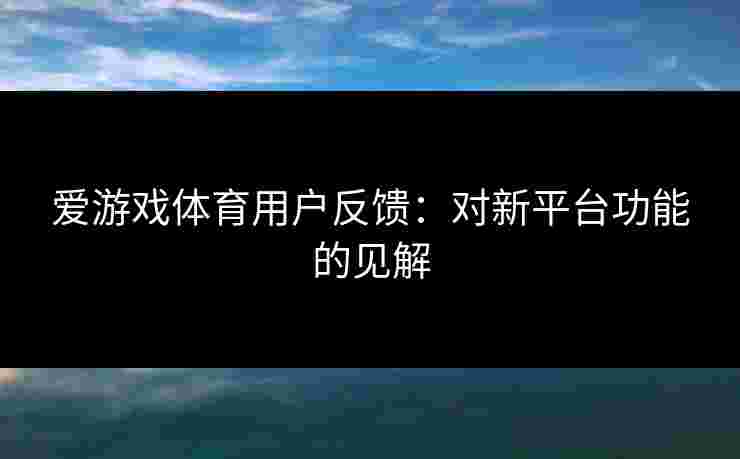 爱游戏体育用户反馈：对新平台功能的见解