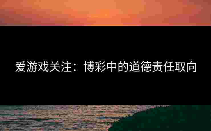 爱游戏关注：博彩中的道德责任取向